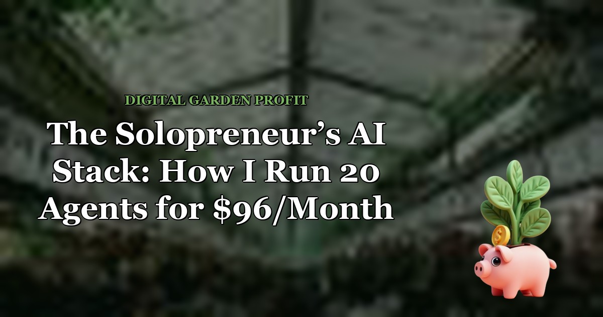 The Solopreneur’s AI Stack: How I Run 20 Agents for $96/Month — Digital Garden Profit